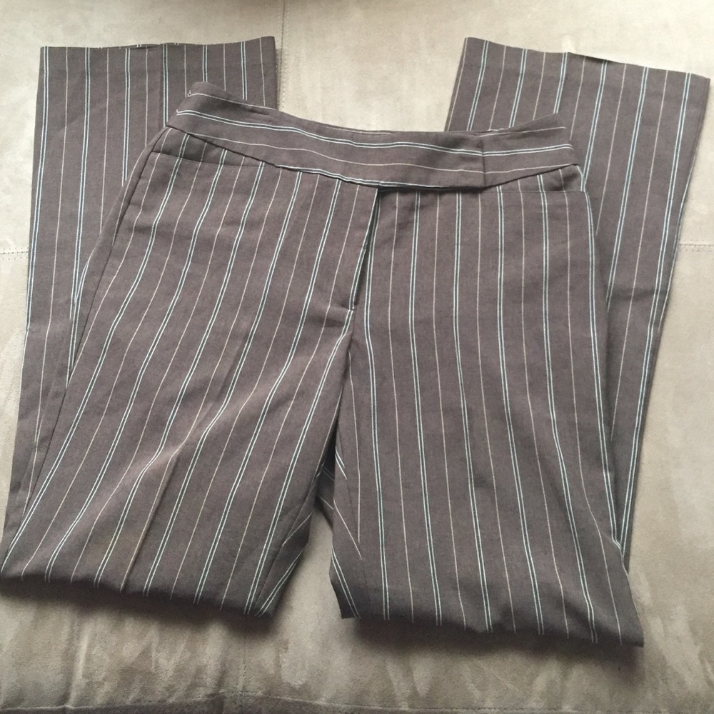 Brown Pinstriped Dress Pants